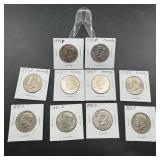Ten Mixed-Date Kennedy Half Dollars