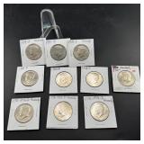 Ten Mixed-Date Kennedy Half Dollars