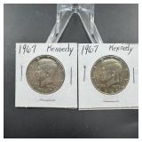 Two 40% Silver Kennedy Half Dollars