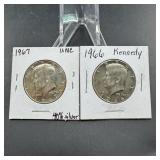 Two 40% Silver Kennedy Half Dollars