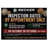Inspection Dates: By Appointment Only. Location: 5
