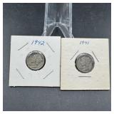 Two Mercury Silver Dimes