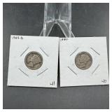 Two 1944 Mercury Silver Dimes