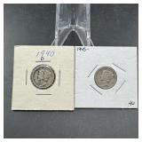 Two Mercury Silver Dimes