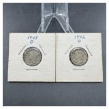 Two Mercury Silver Dimes