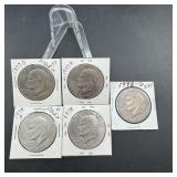 Five Eisenhower Dollars
