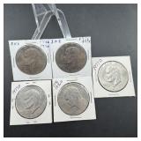 Five Eisenhower Dollars