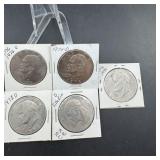 Five Eisenhower Dollars