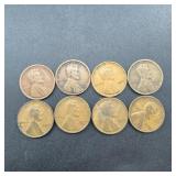 8 Older Wheat Cents