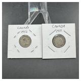 Two Canadian Silver Dimes