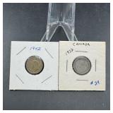 Two Canadian Silver Dimes