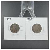 1893 and 1895 Liberty Head Nickels