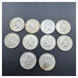 10 Kennedy 40% Silver Half Dollars