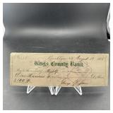 1885 Kings County Bank, Brooklyn, New York Currenc
