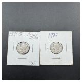 1931-S & 1927 Mercury Silver Dimes