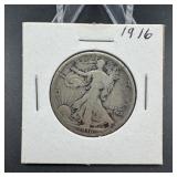 1916 Walking Liberty Silver Half Dollar