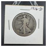 1916-D Walking Liberty Silver Half Dollar