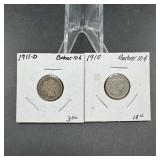 Two Barber Silver Dimes