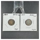 Two Barber Silver Dimes
