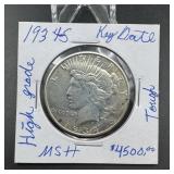 1934-S Key Date Peace Silver Dollar