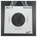 1901 Barber Silver Quarter