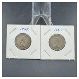 Two Canadian Silver Quarters