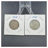 Two 1968 Canadian Silver Quarters