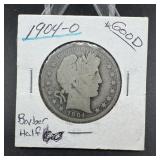 1904-O Barber Silver Half Dollar