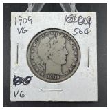 1909 Barber Silver Half Dollar