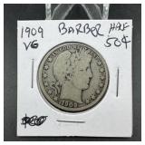 1909 Barber Silver Half Dollar