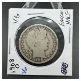 1908-O Barber Silver Half Dollar