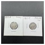 1917 & 1917-D Mercury Silver Dimes