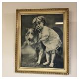 Antique Picture Frame W/ Print ï¿½ Approx. 19" X 19