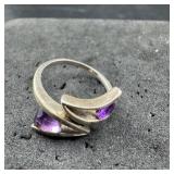 Sterling Silver Purple Amethyst Ring  Size 8 3/4