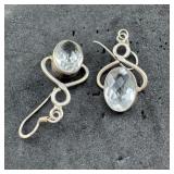 Sterling Silver Crystal Earrings  7.2g / Approx.