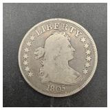 1805 Flowing Hair Silver Quarter