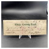 1887 Kings County Bank Note