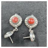 Sterling Silver Coral Earrings  9.1g / Approx. 0.