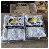 Two size small polyester jackets and bib overalls.