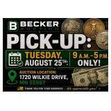 Pick-up: Tuesday, August 25th: 9 A.m.-5 P.m. Only!