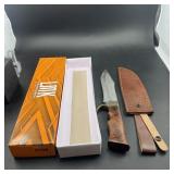 Approx. 14 in. Bowie Knife with Leather Sheath