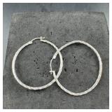 Sterling Silver Hoop Earrings ï¿½ 3.2 Grams ï¿½ Approx