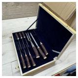 Antique Stag-handle Knife Set & Sharpener