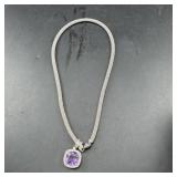Sterling Silver Purple Amethyst Necklace ï¿½ 33.7 Gr