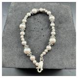 Sterling Silver Beaded Bracelet ï¿½ 8.9 Grams ï¿½ Appr