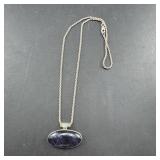 Sterling Silver Moonstone & Dark Blue Pendant Neck