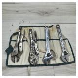 Two Vise-Grips, Two Crescent Wrenches & Sleeve Hol