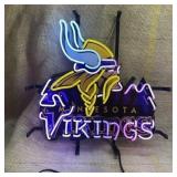 Minnesota Vikings Real Glass Neon Sign, 17"x17"; W