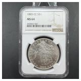 1883-CC Morgan Silver Dollar - Graded MS64