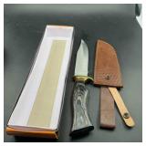 Approx. 14 in. Bowie Knife with Leather Sheath